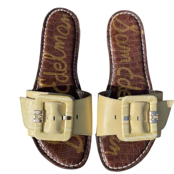 Sam Edelman Brown and Yellow Sandals with Buckle Detail Sz 9 - Picture 1 of 8